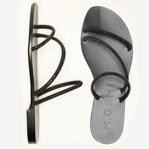 M.GEMI The Azzurra Sandals Italian tubular leather upper with crystals strappy